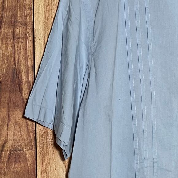 Banana Republic Long Sleeve Pleated Button Down Shirt Blue Mens Size L Casual - Picture 6 of 6